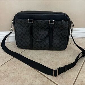 Coach Laptop Bag Leather & Canvas 15”x11”x2.5”